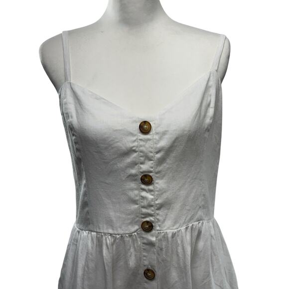 Reformation Velma White 100% Linen Short Sleeveless Sundress Mini Dress Size 12 - Picture 3 of 10